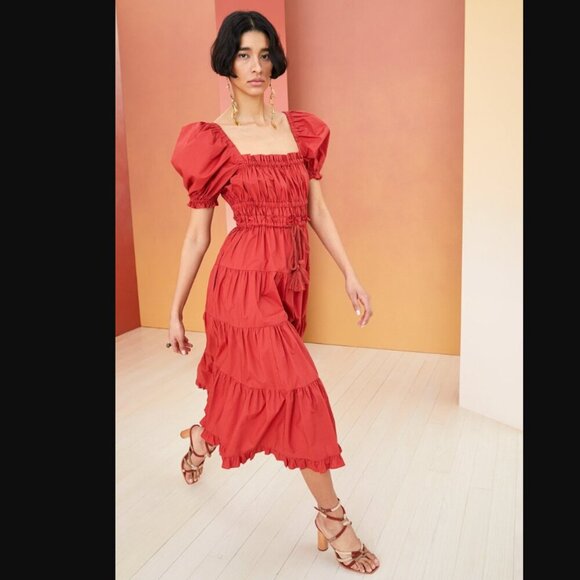 Ulla Johnson Iliana Boho Puff Sleeve Midi Dress Size 6 - Picture 1 of 11